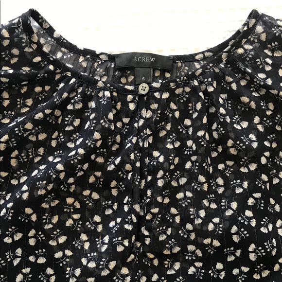 J. Crew Ruched-Sleeve Sparkle Floral Top sz Small - Picture 3 of 6